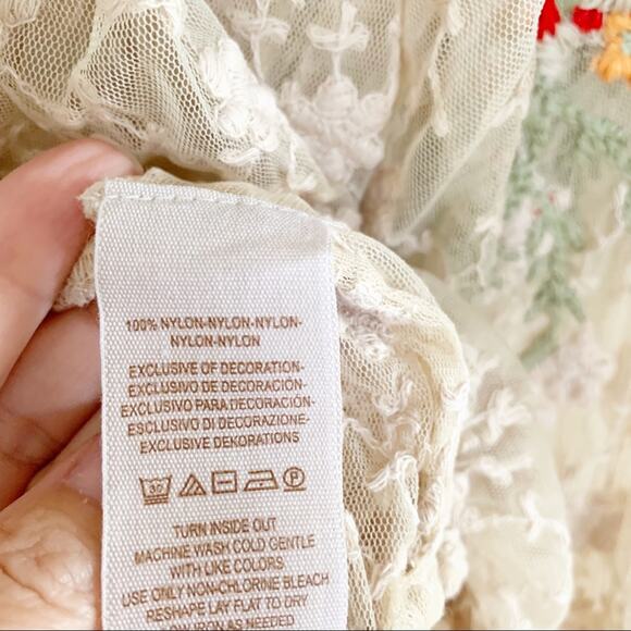 Free People Embroidered Lace Floral Pattern Boho Top Small - Picture 7 of 10